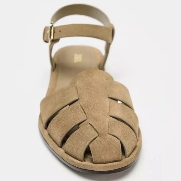 ZARA SUEDE FISHERMAN SANDALS - TAN - NWT - Picture 4 of 5